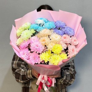 7 цветных хризантем в упаковке