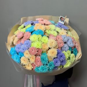 Букет из 25 цветных кустовых хризантем